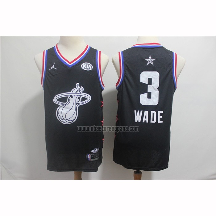 Camiseta All Star 2019 Miami Heat Dwyane Wade NO 3 Negro